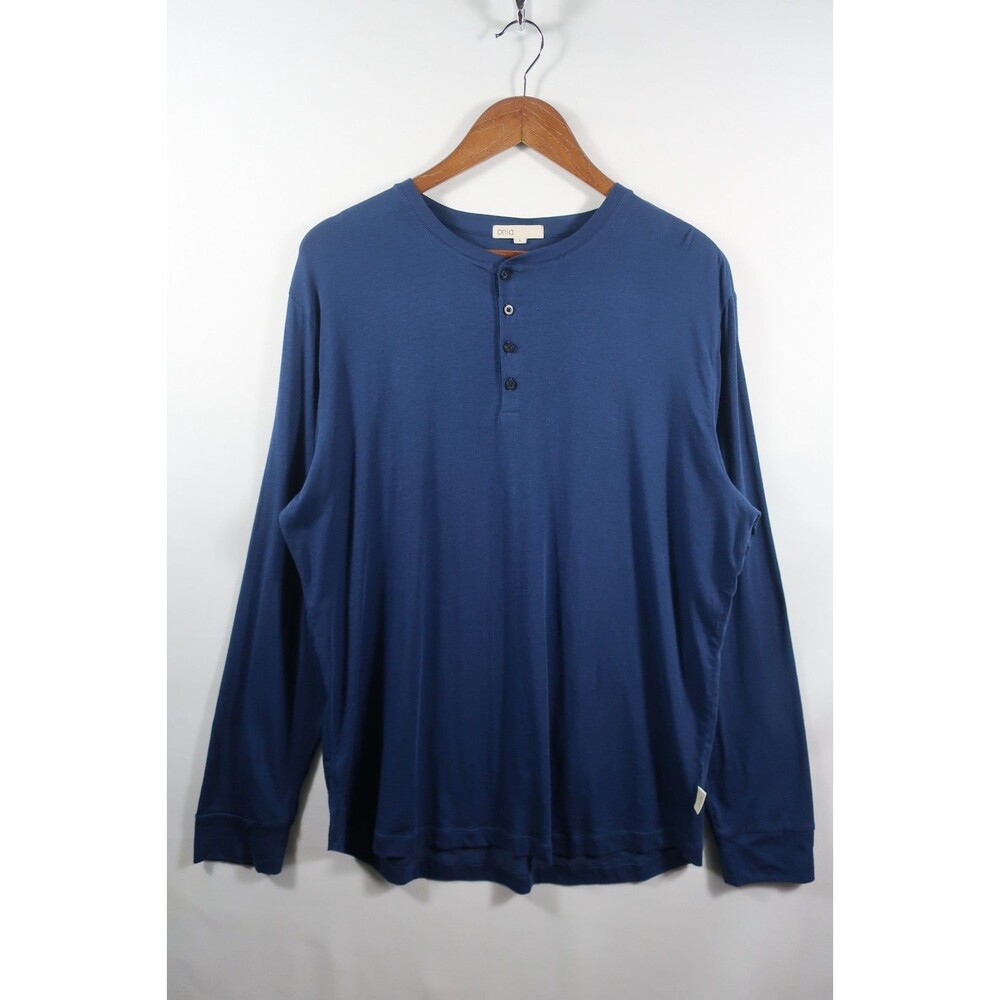 Onia George Henley in Navy Blue NWT Size Large Stretch Long Sleeve Tee Shirt